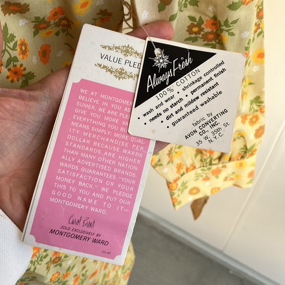 Vintage 60s 70s NWT Fall Tones Floral Flower Power Mod Dress - Picture 6 of 10